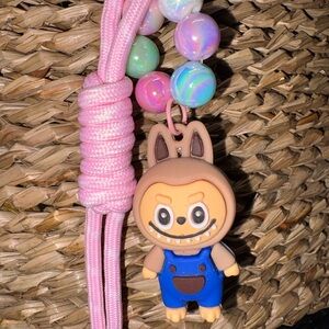 Cute Character Keychain with Pink Cord